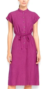 Vtg Jim Thompson Thai Silk Dress Purple Gold Paisley Print Midi Sz 10 Thailand - Picture 1 of 13