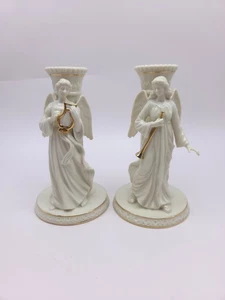 Lenox Set of 2 The Heavenly Angel Fine Ivory China Candlesticks - Picture 1 of 12