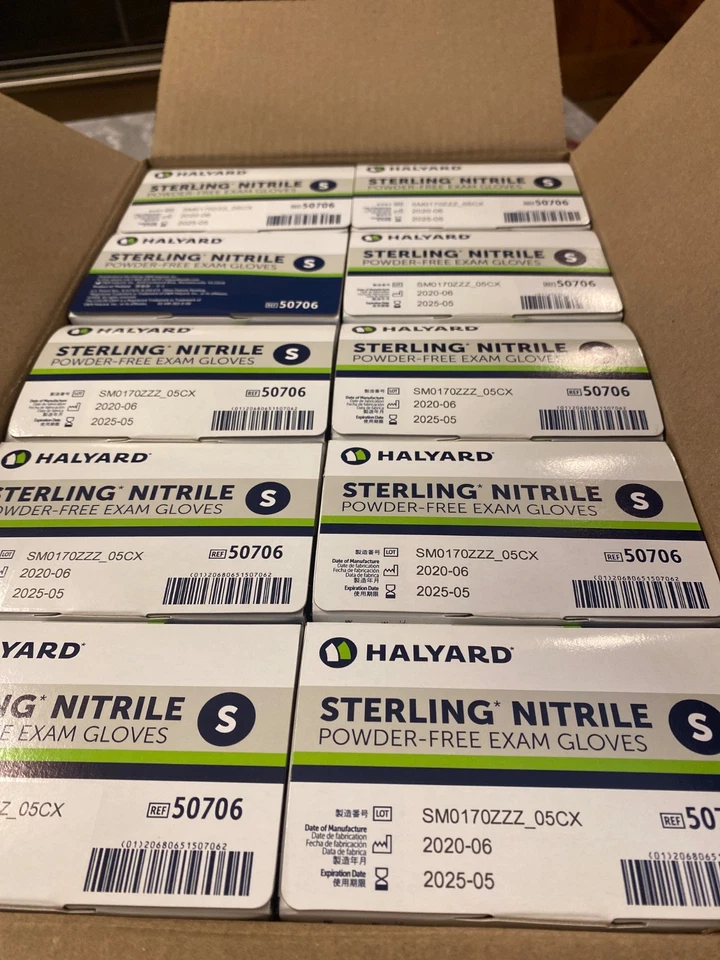 2x Halyard 50706 Nitrile Exam Gloves Small