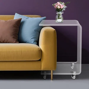 Modern C-shaped Side Table Acrylic End Table Couch Side Table, Bedside Table - Picture 1 of 24