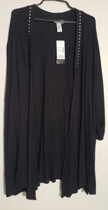 Catherine' Strick offene Strickjacke Damen Größe 4X schwarz Nietenkragen - Bild 1 von 8