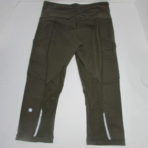 Lululemon Crop Leggings Size 6 Green 17" inseam Mesh Design - Picture 1 of 7