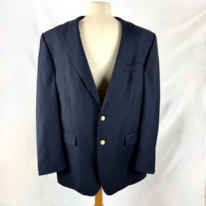 Lauren Ralph Lauren Wool Navy Blue Blazer Mens 42L Gold Buttons Sport Coat - Picture 1 of 9