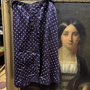 Ancienne Jupe Robe En Soie Lyonnaise À Pois Années 1950 65 Cm - Imagen 1 de 5