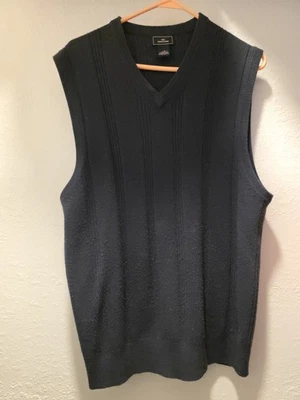 DOCKERS Acrílico Suéter Chaleco Para Hombres L Grande Azul Gris Clásico Cuello en V Capas Cálido Foto 1 de 4