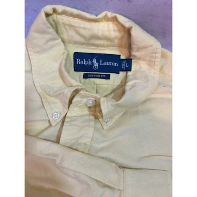 Camisa Ralph Lauren Calce Personalizado Abotonada Manga Larga Amarilla Para Hombre Grande Foto 1 de 4