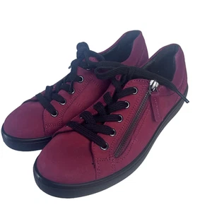 Hotter Chase Suede Comfort Casual Shoes Red Nubuck Side Zip Womens US 7.5 UK 5.5 - Picture 1 of 18