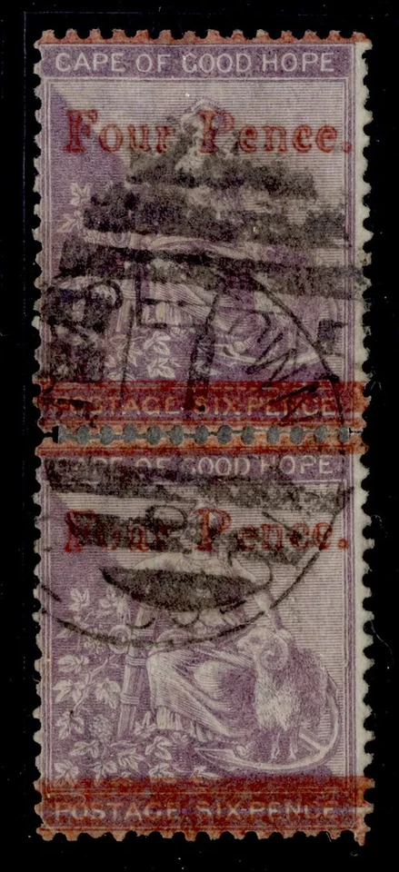 Cabo de Buena Esperanza QV SG27 + 27b, 4d sobre 6d Fonr variedad en PAR, FU. Cat £722. Foto 1 de 1