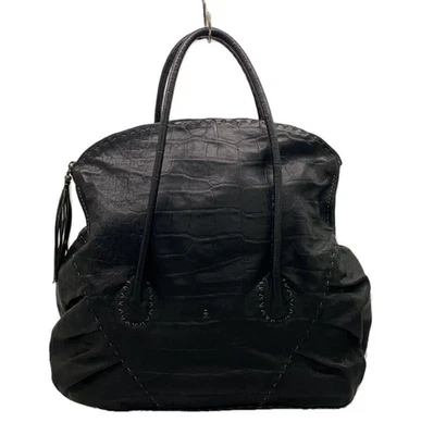 Bolso de Mano HENRY BEGUELIN Croco Cuero Repujado Omino Bordado Negro Usado Foto 1 de 4