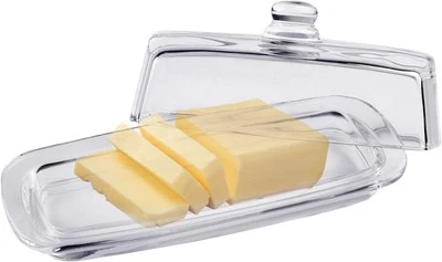 Bezrat Lead-Free Crystal Covered Modern French Butter Dish with Handle Clear  - Image 1 of 4