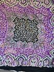 Vintage black and purple paisley square chiffon scarf. Neckscarf or hair bow. 