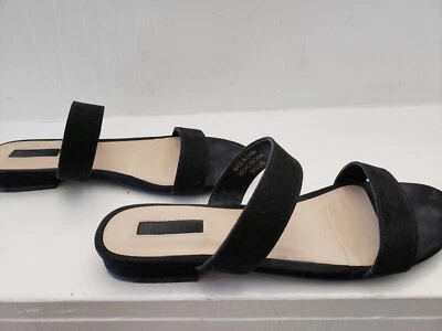 Sandalia sin cordones de gamuza negra con doble correa talla 8 Foto 1 de 3