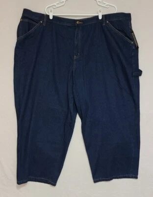 Jeans carpinteiro Venezia feminino ajuste relaxado perna reta tamanho 32WP lavagem escura (ZW) - Imagem 1 de 4