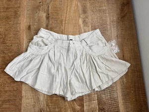 Free People Beige Linen Blend Paperbag Shorts Flowy Pockets Size 12 - Picture 1 of 17