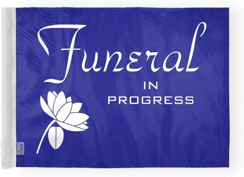 Bandera de coche fúnebre 6"x9" funeral en progreso flor púrpura Cadillac bandera fúnebre, sin poste Foto 1 de 1