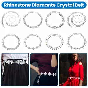 Damen Kristall Diamant Taillengürtel glänzend Strass Kette für modische Kleider - Bild 1 von 44