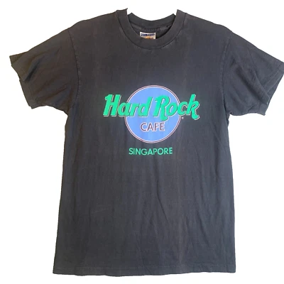 Camiseta De Colección Hard Rock Café Singapur Talla S-M Puntada Única Negra Verde EE. UU. Foto 1 de 4