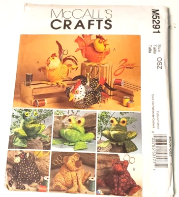 Sewing Caddy CHICKEN, FROG, BEAR OSZ Uncut OOP McCall's 5291 Sewing PATTERN - Image 1 of 3