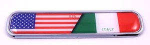 USA / Italy Italia flag Chrome Emblem 3D auto Decal sticker car bike boat 5.3" - Foto 1 di 2