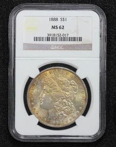 1888 Morgan Dollar Toned NGC MS-62 1IJG - Picture 1 of 5