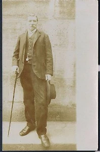 POSTAL PRIVADA RP UN CABALLERO FRANCÉS MADURO CON SOMBRERO Y BASTÓN C1908 - Imagen 1 de 2