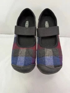 Keen Women's Sienna Wool Mary Jane Shoe Size 5.5 Grey/Black/Blue/Red Plaid Flat - Picture 1 of 8