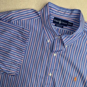 Polo Ralph Lauren Men's Shirt XXL Blue Orange White Striped Classic Fit - Picture 1 of 6