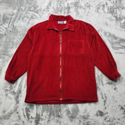 Chaqueta NorthCrest De Colección Para Mujer L Roja Algodón Pana Cremallera Completa Gran Tamaño Gruesa Foto 1 de 4