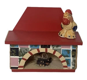 Casa de muñecas casa de muñecas de madera muebles chimenea y pollo miniatura Ooak Vinta - Imagen 1 de 12