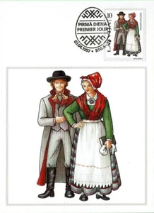 Maxicard SET of LATVIA 1997 - 1998 - Latvian folk costumes (3 maxicards) - Picture 1 of 3