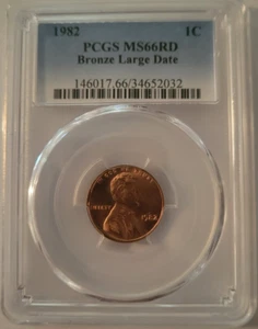 1982 PCGS MS66 RD Bronze Copper Large Date Lincoln Cent Penny - Picture 1 of 2