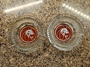 2 Ashtrays MGM Grand Hotel Las Vegas Clear Glass Lion Logo Vintage - Picture 1 of 7