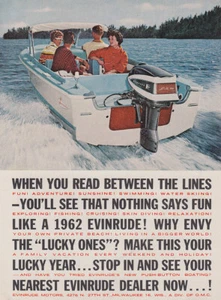 1962 Evinrude: Read Between the Lines Vintage Print Ad - Picture 1 of 1