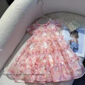 2025 Summer Floral Short Sleeve Dress Princess Dresses Cake Layer Designs - Picture 1 of 6