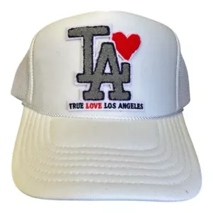 TRUE LOVE LOS ANGELES :: charity TRUCKER HATS for LAFD CA FIRE RELIEF :: White - Picture 1 of 5