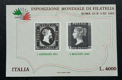 *ENVÍO GRATUITO Italia Exposición Mundial Penny Negro 1985 (ms) MNH *Hoja Impecable Foto 1 de 4