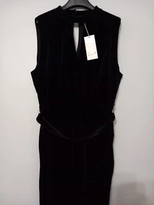 Black Velvet Halterneck Overlay Jumpsuit - Size 24 BRAND NEW - Picture 1 of 3