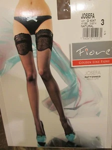 FIORE JOSEFA STAY UP THIGH HIGH STOCKINGS FINE EUROPEAN  3 SIZES NATURAL - Picture 1 of 6