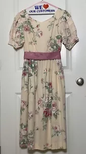 Vestido de té Lanz Originals años 70 bolsillos rosa crema con cinturón talla 5/6 - Imagen 1 de 21