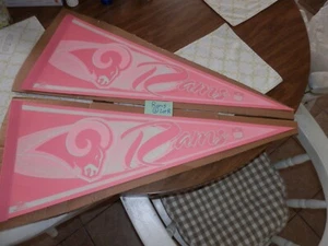 St. Louis Rams Pennant lot, 2 full size new vtg Pink pennants NFL LA Rams Lot R - Picture 1 of 7