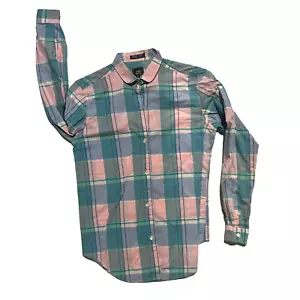 John Henry Women Pink and Blue Plaid Long Sleeve Collared Button Up Shirt Sz 8 - Picture 1 of 6
