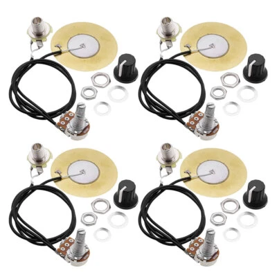 4 PCS 50MM Guitar Pickup Piezo Tranucer Prewired Amplifier with 6.35MM Outpu - Image 1 of 4