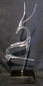 Vintage Hans Godo Frabel Studio Art Glass Antelope Gazelle 17 3/4"  Sculpture GF