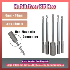 6mm - 19mm Carbide Deepening Nut Driver Bit Hex Non-Magnetic Socket Long 150mm - Picture 1 of 9