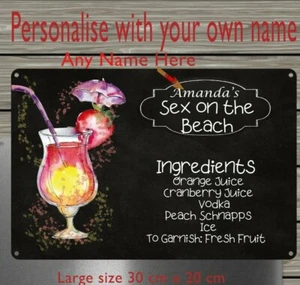 Personalisiertes S*X Rezept am Strand - Metallteller/Schild 30x20cm - In und Outdoor - Bild 1 von 1