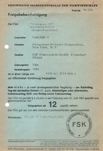Kino # FSK-Datenblatt # Freigabebescheinigung # A-5 # Buchstabe *** Gre-Grü *** - Bild 1 von 5