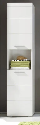 Badschrank Hochschrank weiß Hochglanz 2-türig Badezimmer Bad Möbel 37x190 Amanda - Bild 1 von 4
