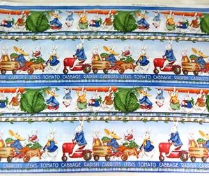 Quilting Treasures McGreggor's Market Bunny Border Print Cotton Fabric By the Yd - Picture 1 of 7