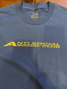 Brand New anti social social club t shirt Fork Tee Assc Blue Yellow Size L Large - Picture 1 of 5
