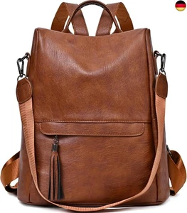 Elegant Rucksack Damen Klein - Anti Diebstahl Lederrucksack 2 in 1 Cityrucksack - Bild 1 von 7